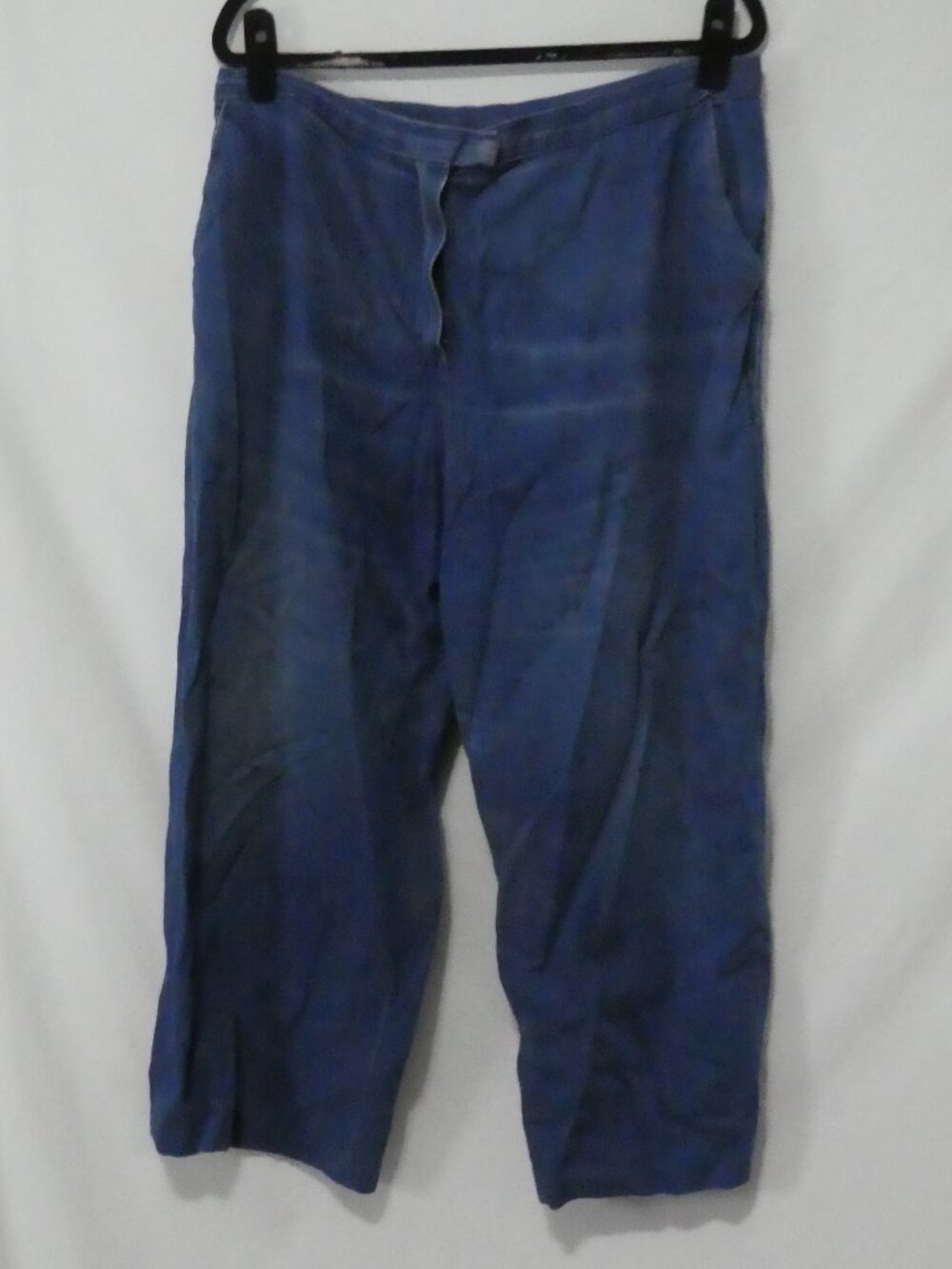 Handmade Blue Wide Leg Pants Flat - Waist 17.5" inches measured